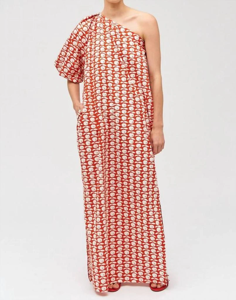 Oroton Apple Stamp One Shoulder Dress In Poppy 1