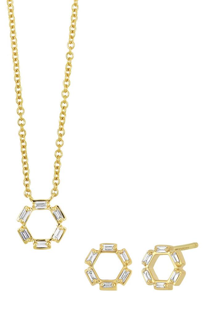 Bony Levy Getty 18K Gold Baguette Circle of Life Earrings & Necklace Set