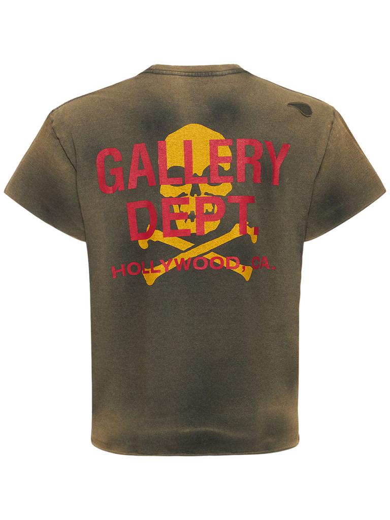 GALLERY DEPT. Zip Logo Print Washed Cotton T-shirt