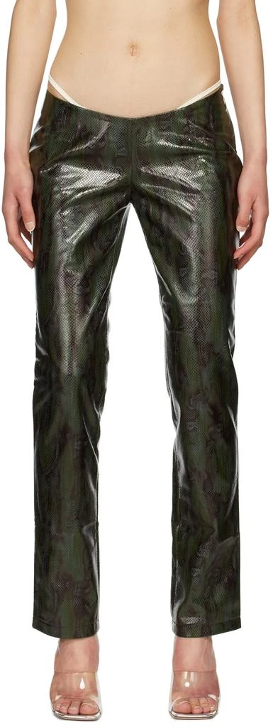 Miaou Green Rex Faux-Leather Pants 1