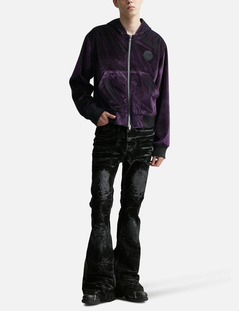 【Undermycar】Burning Wasteland Multi Patched Hoodie 2Colors Undermycar Austrian Church Patch-Up Purple Velvet Zipped