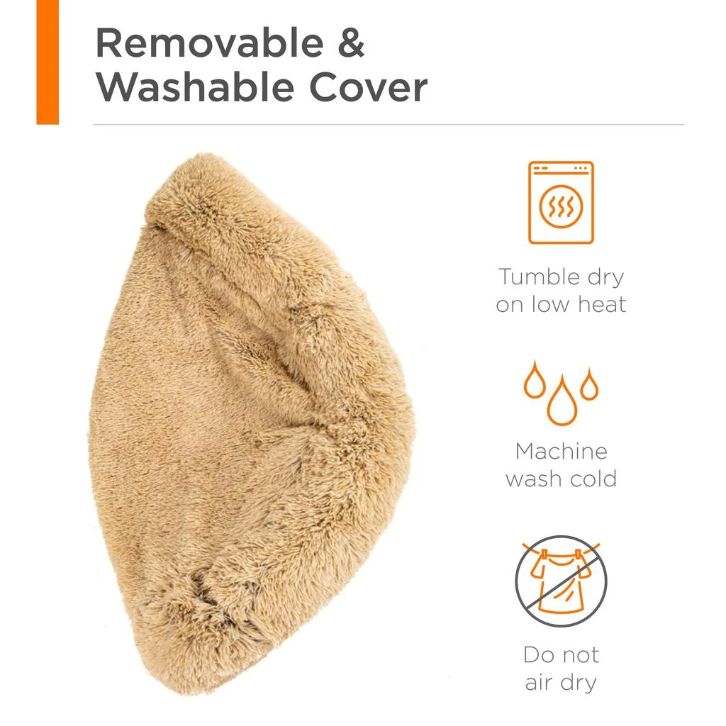 Best Choice Products Dog Bed Self-Warming Plush Shag Fur Donut Calming Pet Bed Cuddler - Brown 6