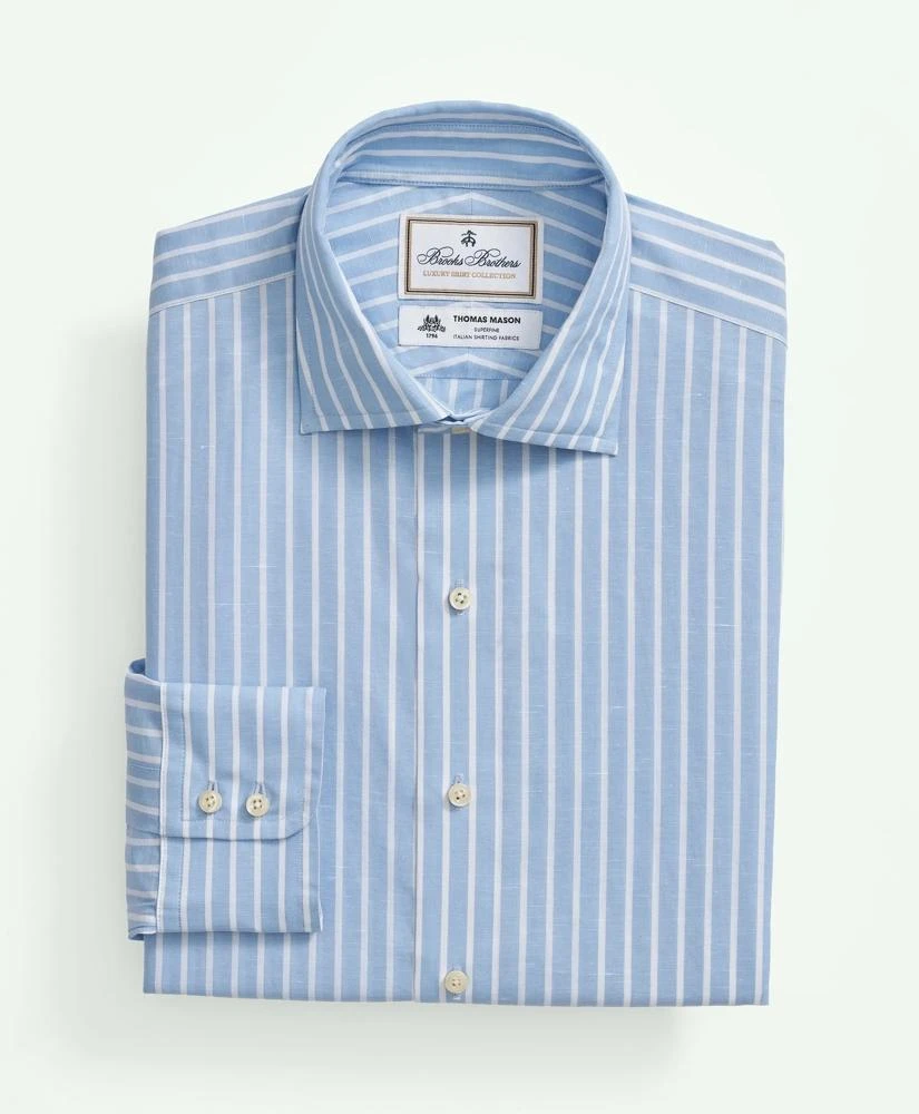 Brooks Brothers Brooks Brothers X Thomas Mason® Cotton-Linen English Collar, Stripe Dress Shirt 3