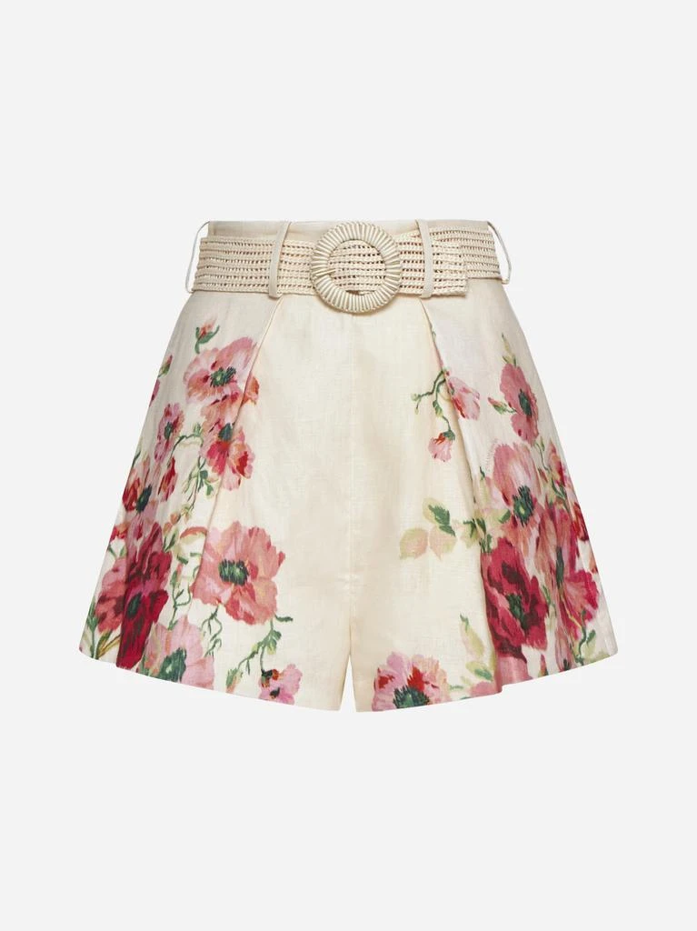 ZIMMERMANN Lightburst print cotton and silk tuck shorts 1