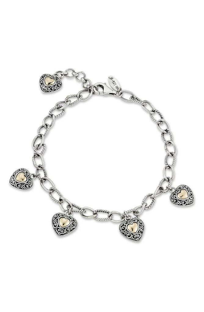 SAMUEL B. Sterling Silver & 18K Gold Heart Charm Bracelet 1