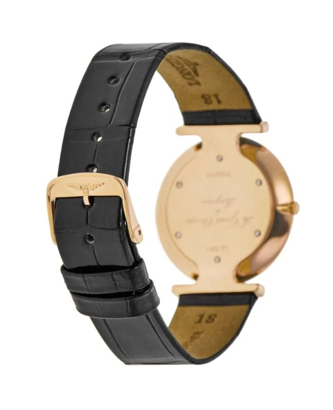 Longines Longines La Grande Classique Quartz Mother of Pearl Diamond Dial Black Leather Strap Women's Watch L4.709.1.88.2 4