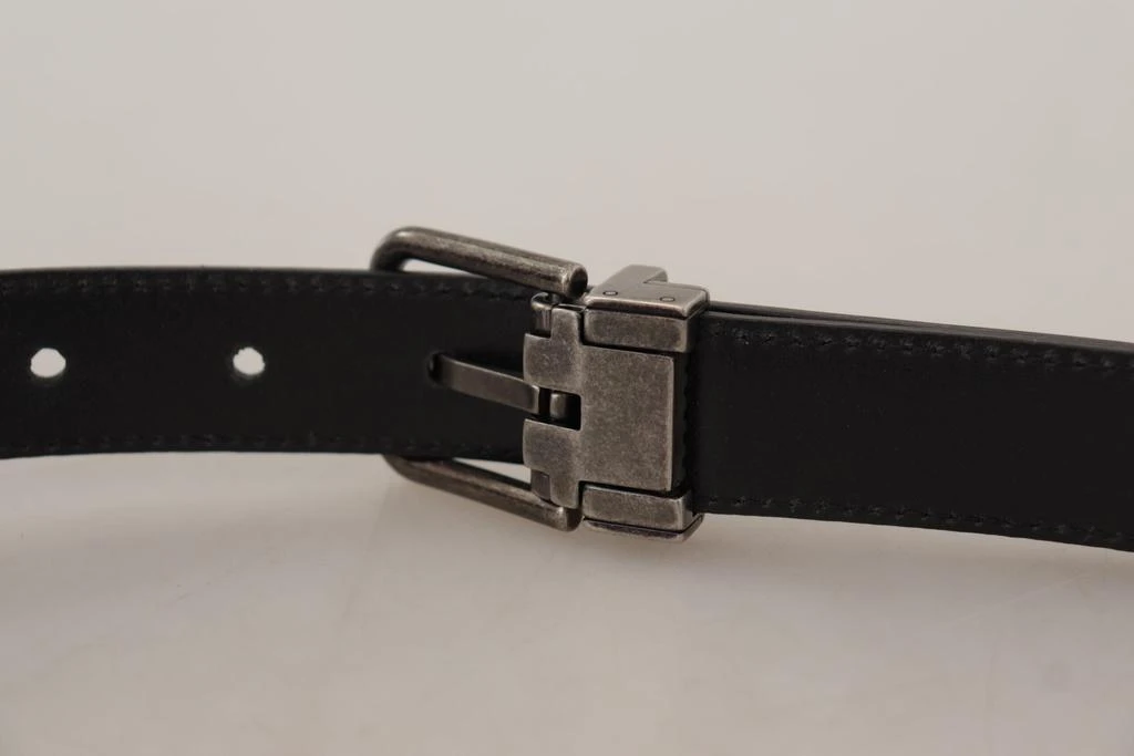 Dolce & Gabbana Dolce & Gabbana Black Plain Leather Vintage Logo Metal Buckle Belt 4