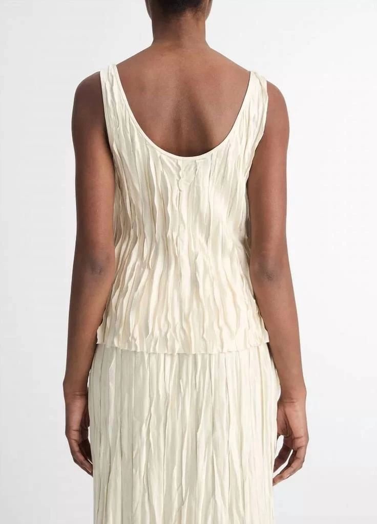 Vince Crushed Bias Tank Top In Ivory 2