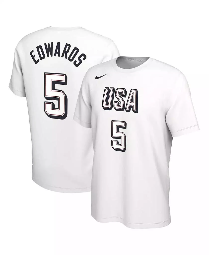 NIKE Men's Anthony Edwards White USA Basketball 2024 Summer Olympics Name Number T-Shirt 1