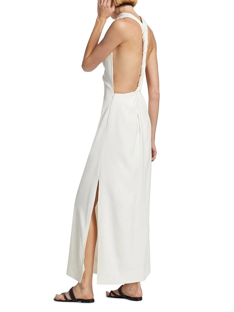selena backless twist back matte viscose crepe dress Selena Pink Print Maxi Dress - 16