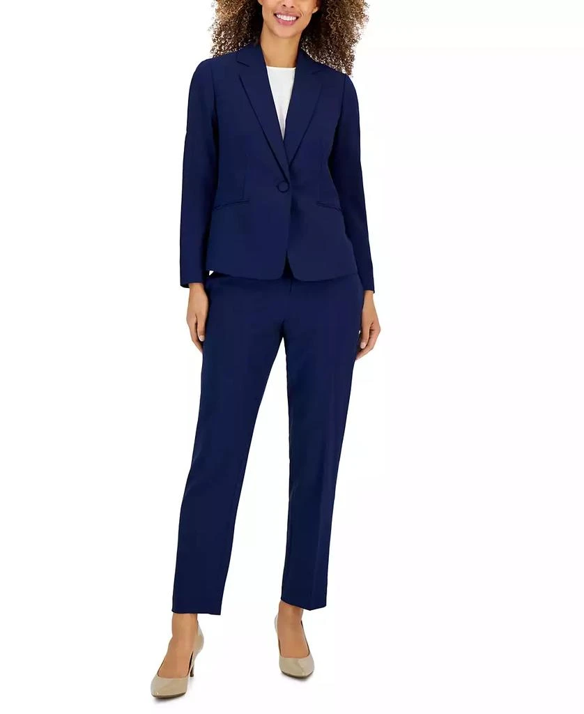 Le Suit Women
s Crepe One-Button Pantsuit Set, Regular 
Petite
