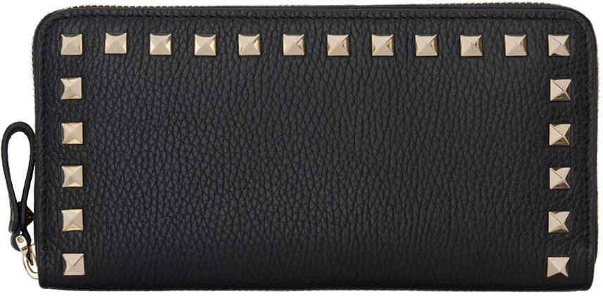 Valentino Black Rockstud Zippered Wallet 1