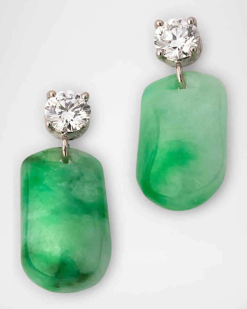 NM Estate Estate Platinum Jadeite and Diamond Earrings