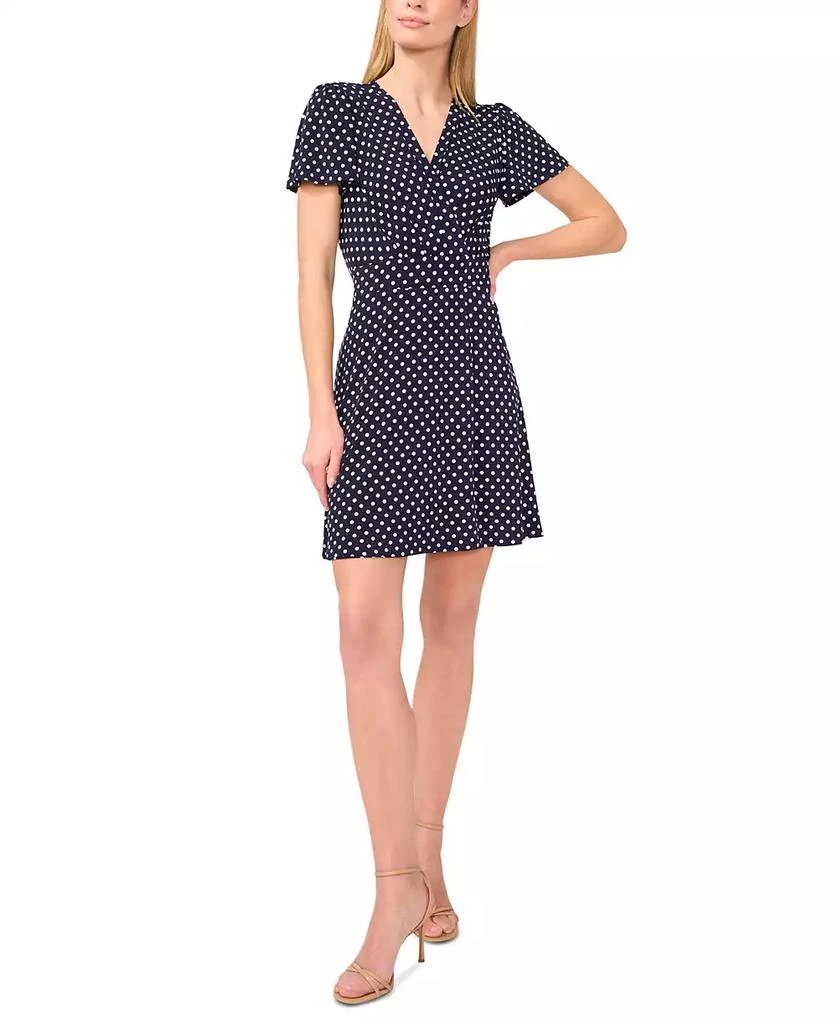 CeCe Women's Knit Flutter-Sleeve Faux-Wrap Dress 1