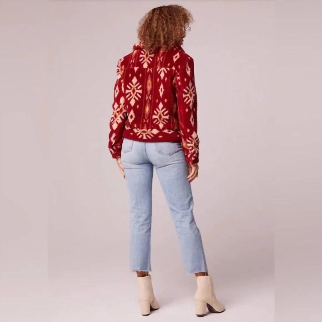 Band of Gypsies Aztec Sherpa Jacket In Garnet Gold