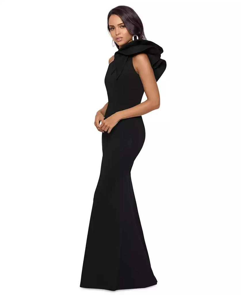 Betsy & Adam Women's One-Shoulder Scuba Crepe Gown 3