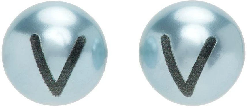VTMNTS Blue Double Pearl V Earrings 1