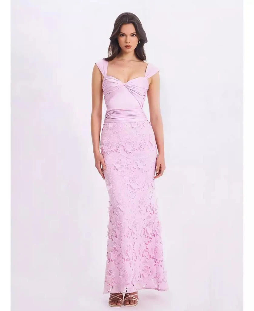 chinese dress ladies Blush Lace Maxi Dress with 3/4 Sleeves main image 1