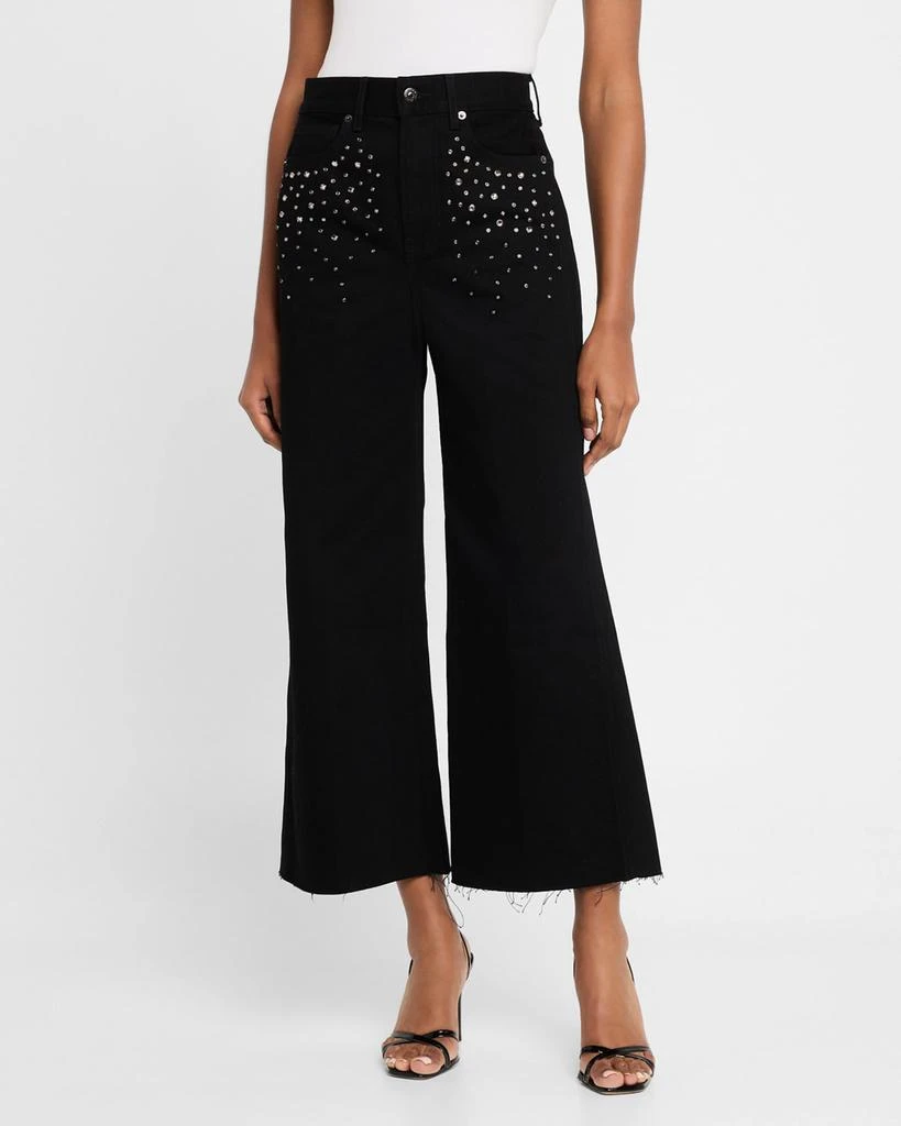 VERONICA BEARD Taylor Cropped High-Rise Wide Embellished Jeans 4