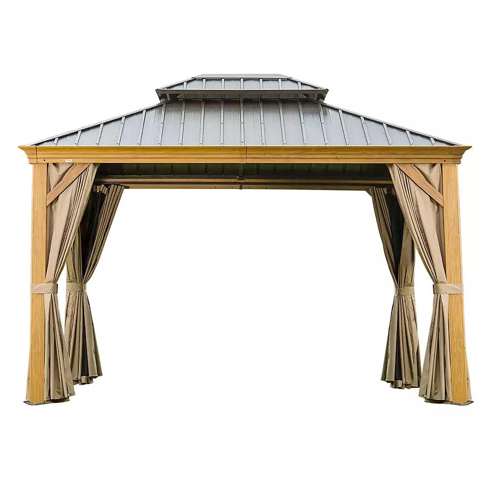 Streamdale Furniture Streamdale 10
X12
 Wood-Look Gazebo with Steel Roof 
Curtains