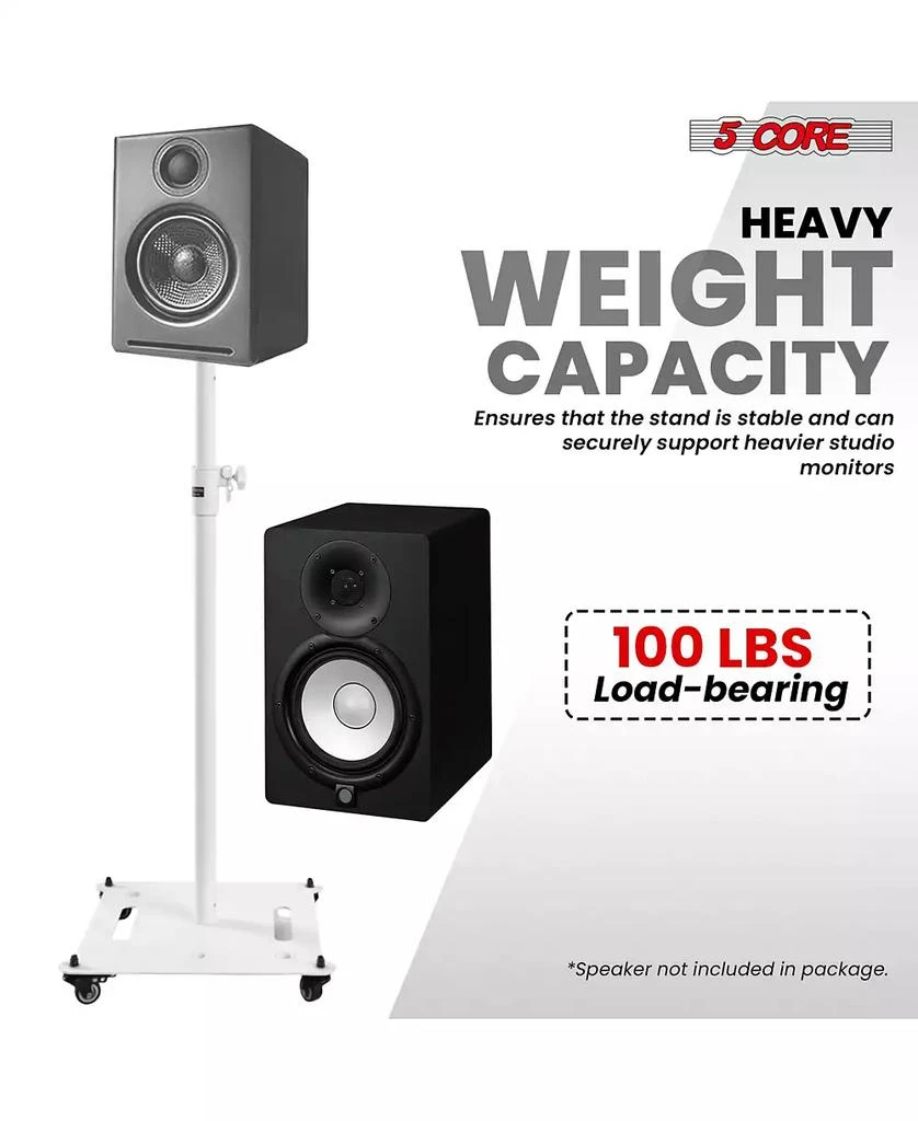 5 Core Speaker Stand 2Pc Heavy Duty Adjustable Height 61" DJ PA Stands 35mm Mount 100Lb Capacity 3