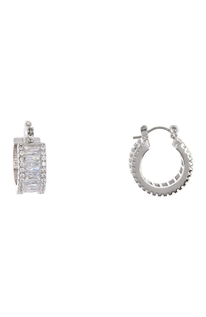 Rivka Friedman Rhodium Clad Cubic Zirconia Encrusted Huggie Earrings 2