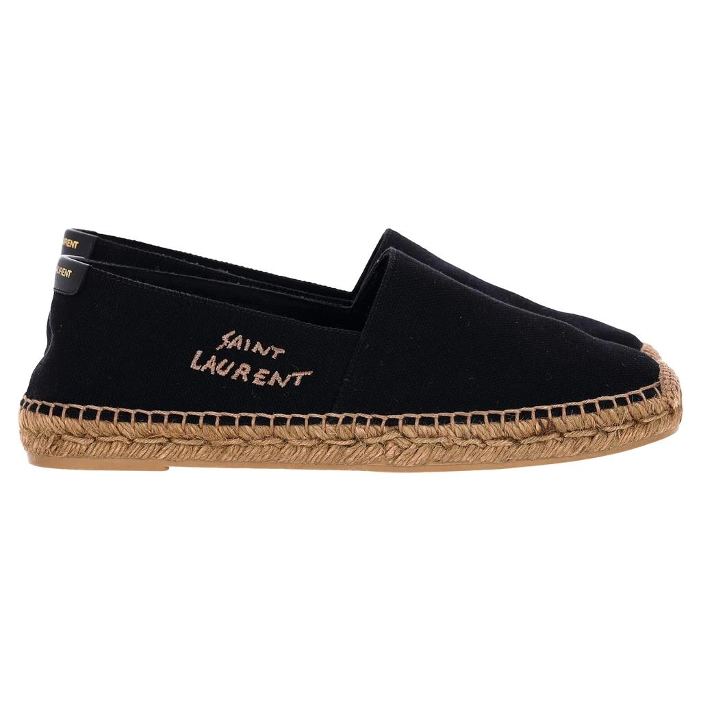Yves Saint Laurent Logo Espadrille Flats in Black Canvas 1