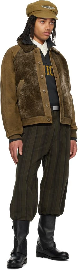 RRL Brown Paneled Roughout Suede Shearling Jacket 4