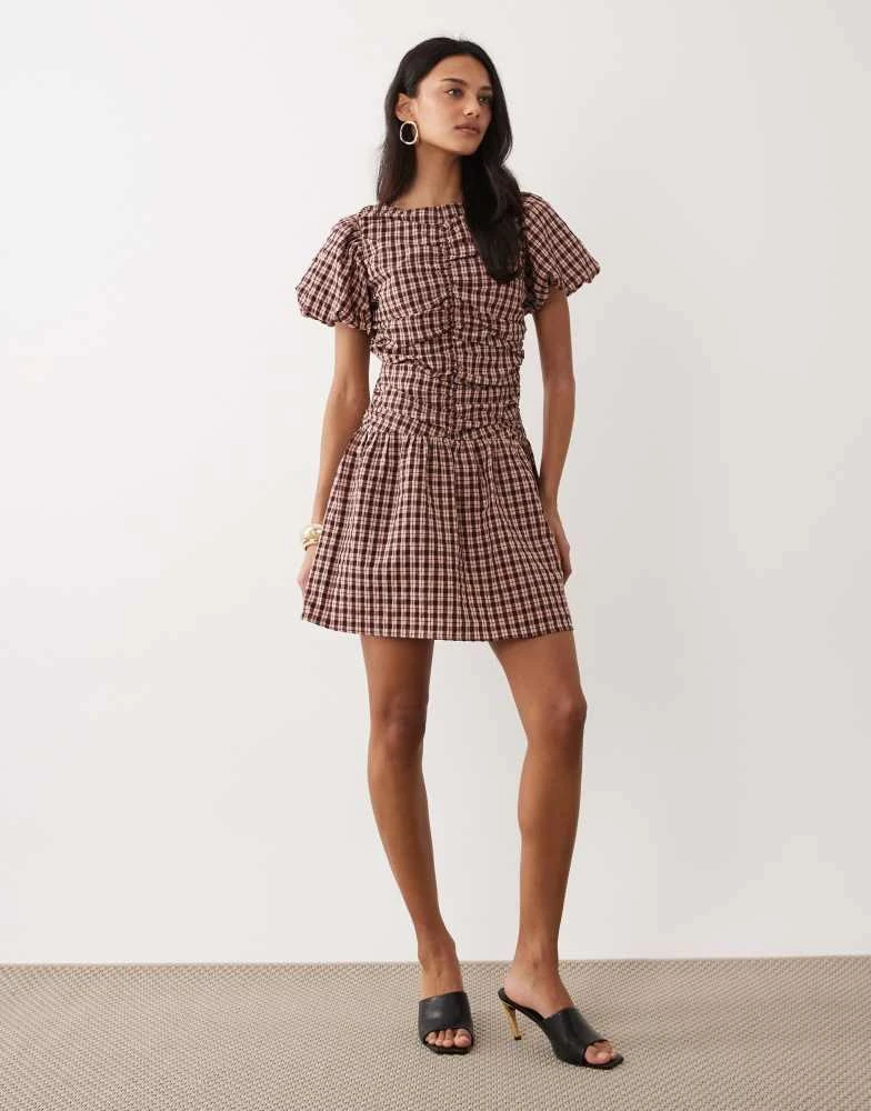 princess polly brown gingham dress Trinell main image 1