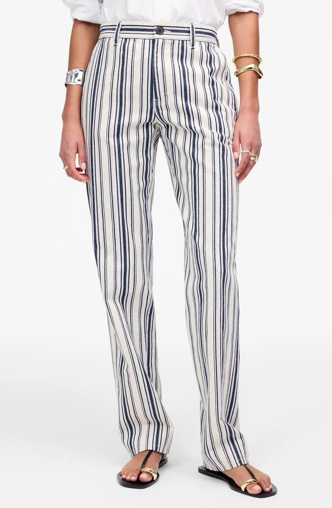 Madewell The Dean Stripe Easy Straight Leg Cotton 
Linen Pants