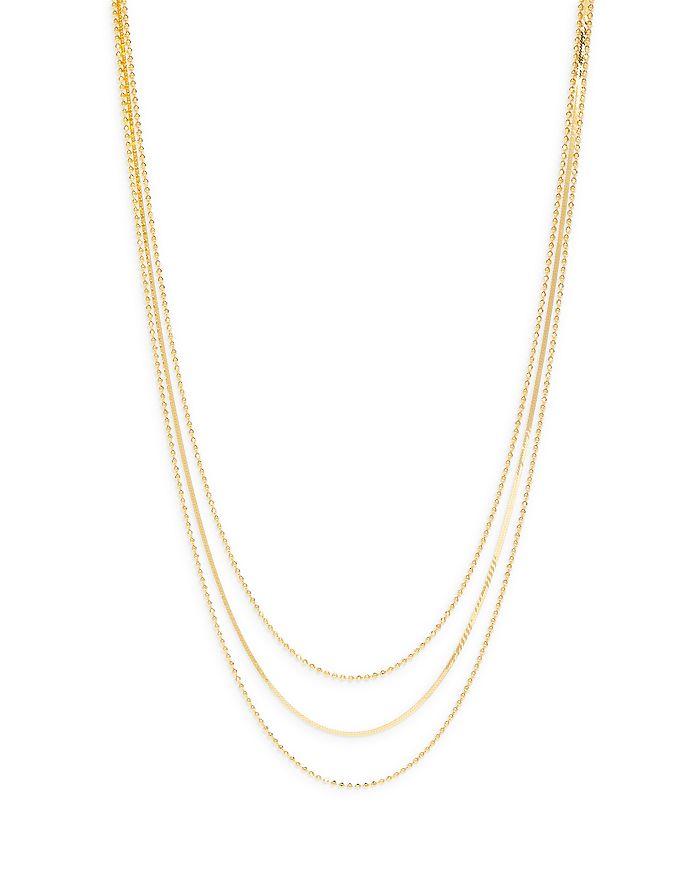 Argento Vivo Ball & Herringbone Chain Layered Necklace in 14K Gold Plated Sterling Silver, 16"-18"