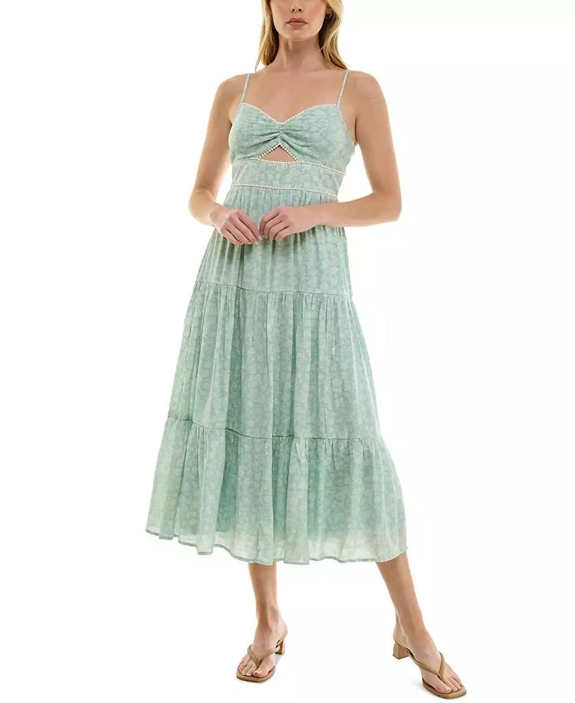 Trixxi Juniors' Floral-Print Keyhole Tiered Midi Dress 1