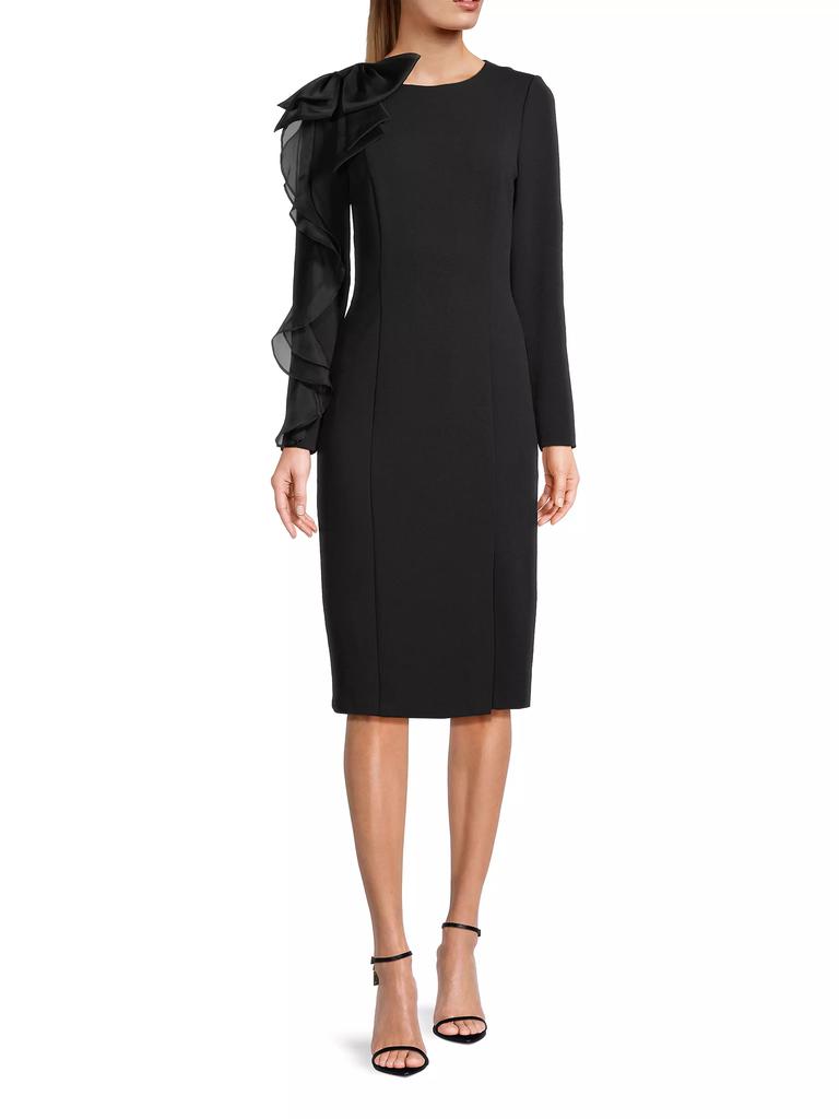 Aidan Mattox Ruffle-Sleeve Sheath Dress
