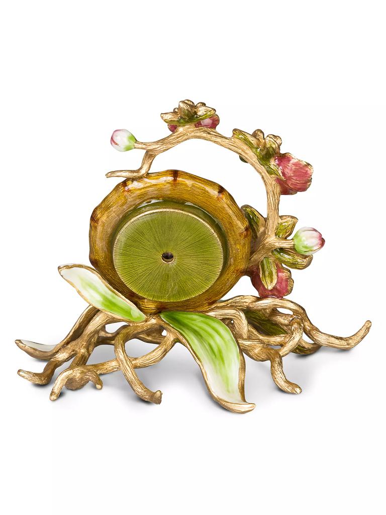 Jay Strongwater Bloomsbury Tara 14K Goldplated, Porcelain, Enamel & Swarovski Crystal Orchid Clock