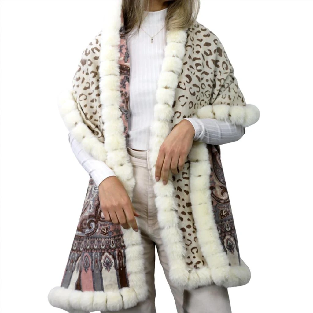 La Fiorentina La Fiorentina - Paisley/leopard Print Wrap With Faux Trim 4