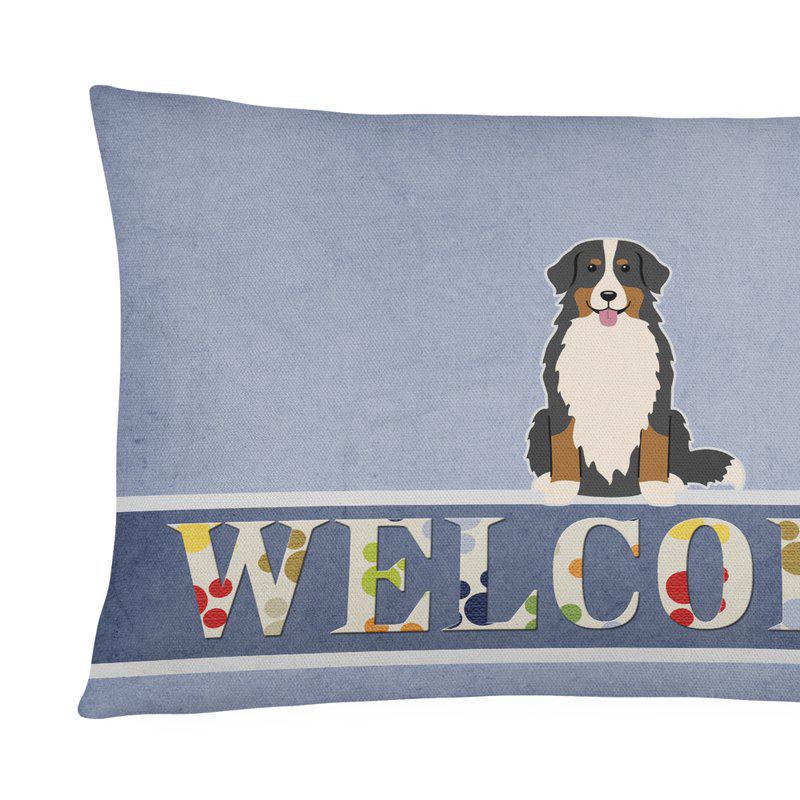 Caroline's Treasures 12 in x 16 in  Outdoor Throw Pillow Bernese Mountain Dog Welcome Canvas Fabric Decorative Pillow