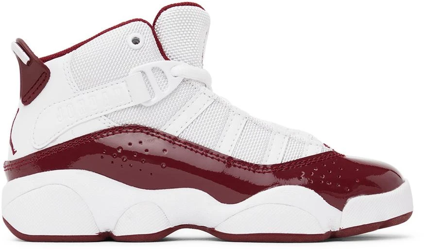 Jordan Kids White & Burgundy 6 Rings Little Kids Sneakers 1