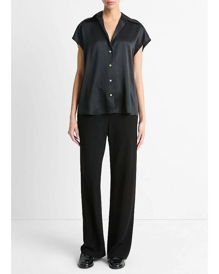 Vince Silk Cap Sleeve Ruched Back Shirt 2