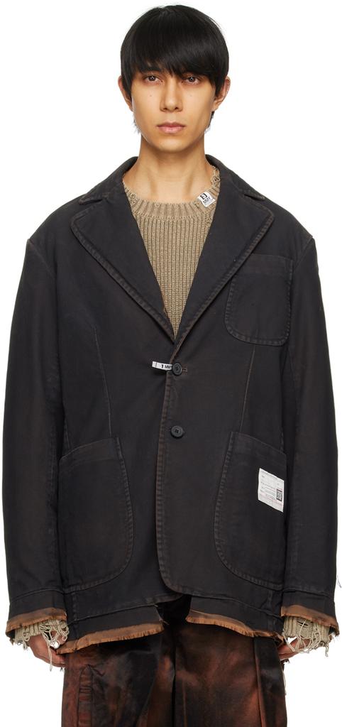 Maison MIHARA YASUHIRO Black Frayed Denim Blazer