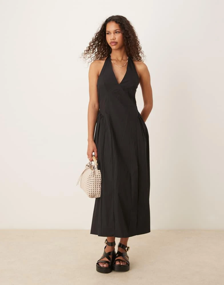 off white floral tiered halter maxi dress Blown Away Floral Crepe Tiered Halter Maxi Dress Off White & Sand / L main image 0