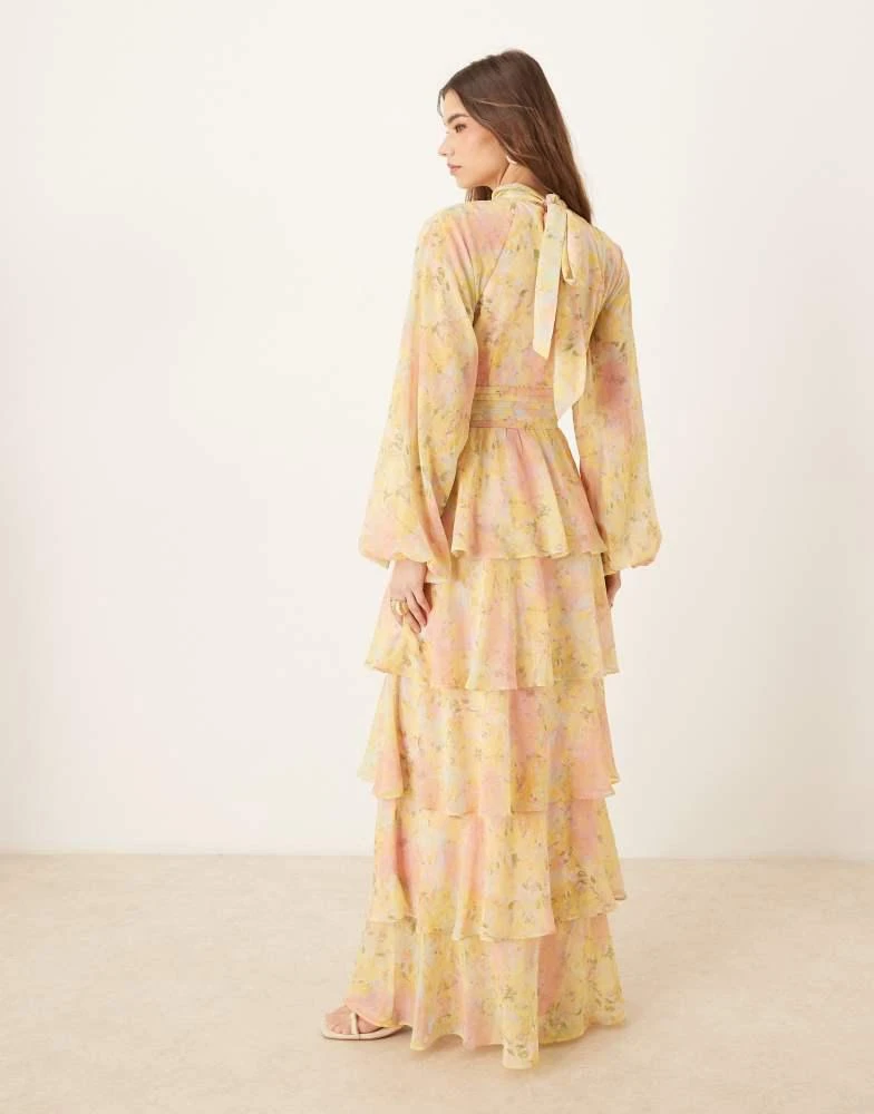 flared collar dress TIED FLOUNCE SLEEVE PLUNGE ROMPER Dusty Pink / S main image 1