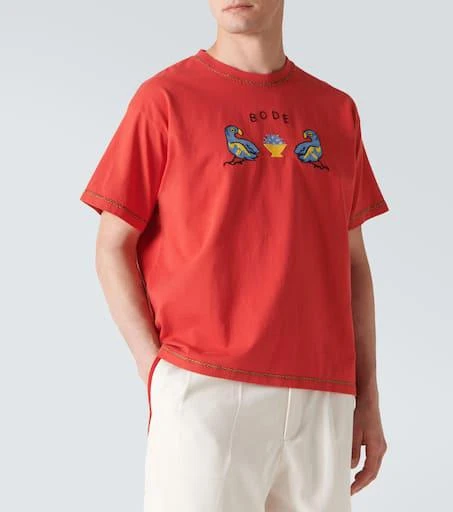 BODE Twin Parakeet embroidered cotton T-shirt 3