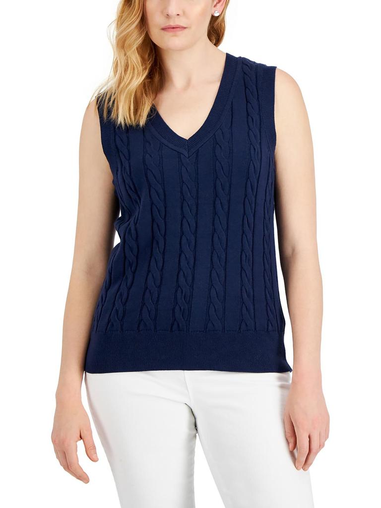 Karen Scott Petites Womens Cable Knit Sweater Vest