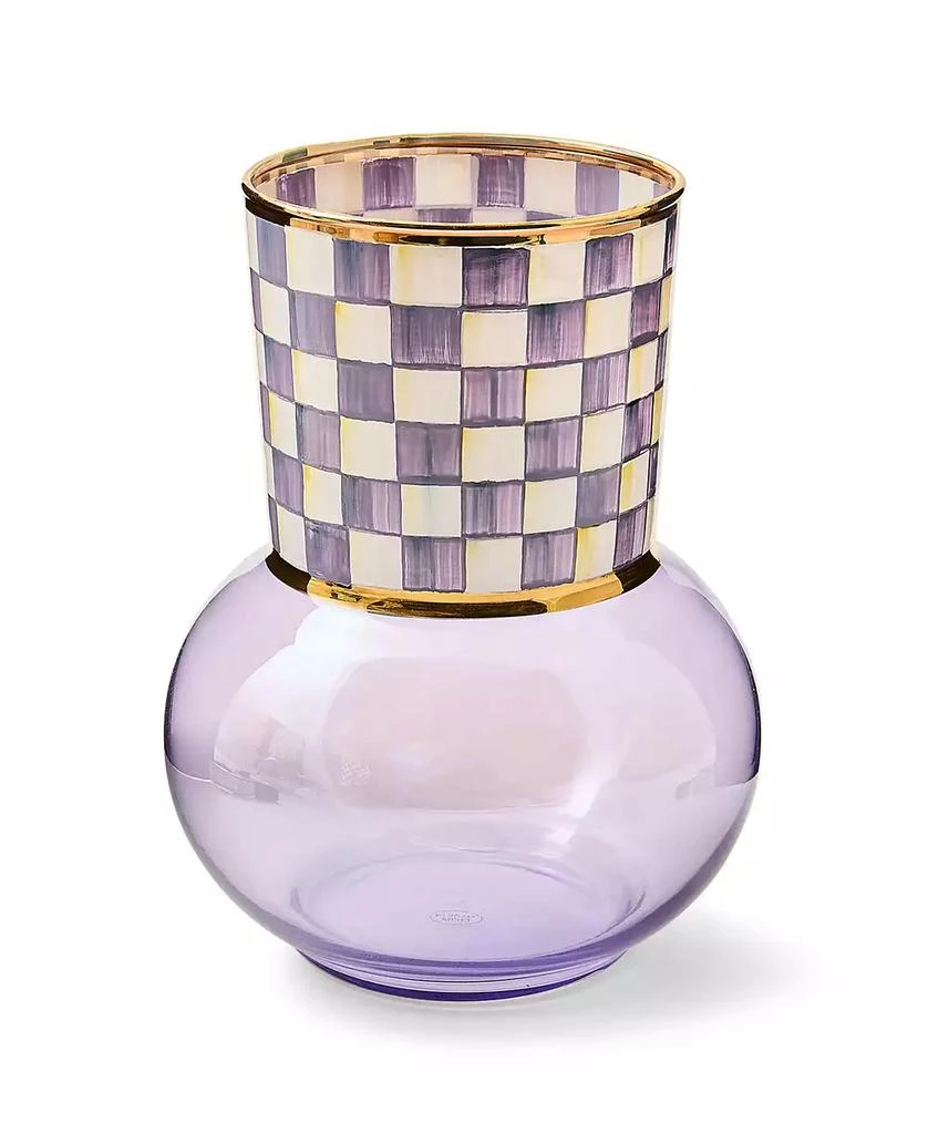 MacKenzie-Childs Violet Check Glass Vase