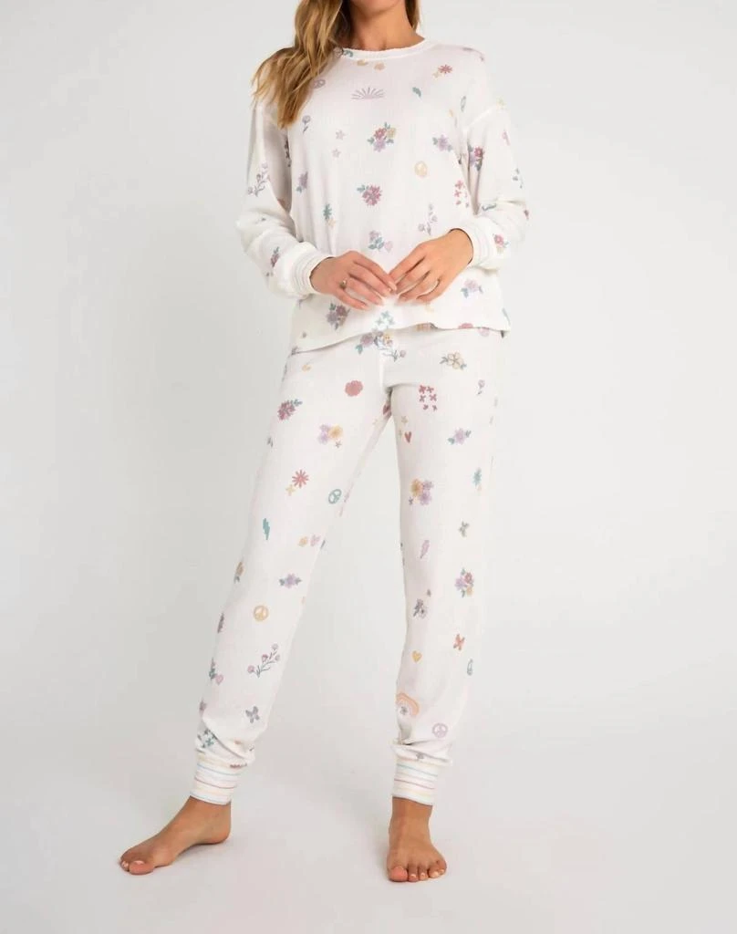 PJ Salvage Living In The Sunshine Long Sleeve Top In Ivory 1