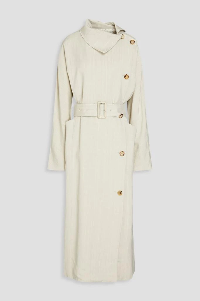 CO Double-breasted slub woven coat 1