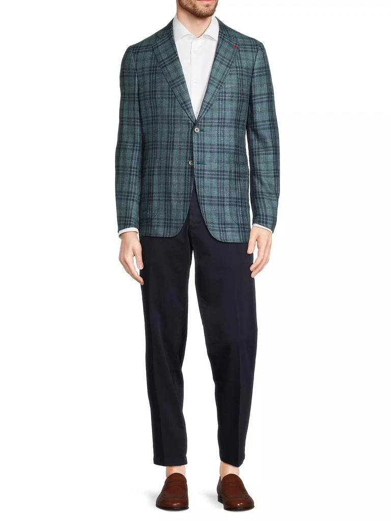 Isaia Check Wool-Blend Two-Button Blazer 2