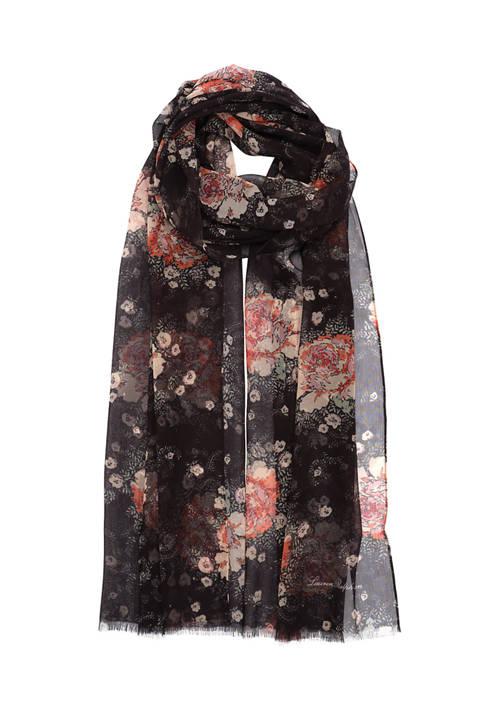 Ralph Lauren Ralph Lauren Rose Floral Oblong Scarf With Tiered Ruffles