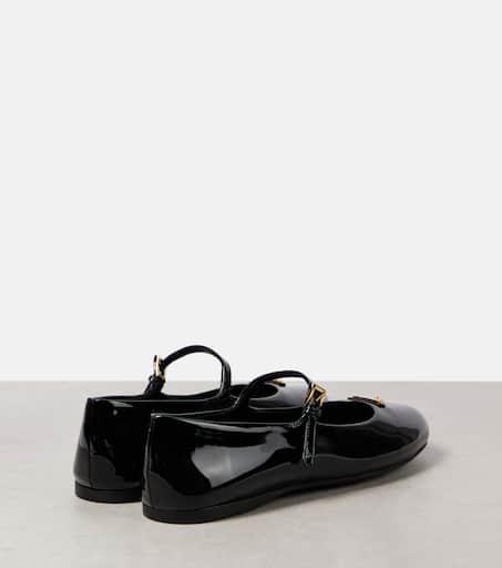 Shop Logo patent leather Mary Jane flats on Sale at BeyondStyle