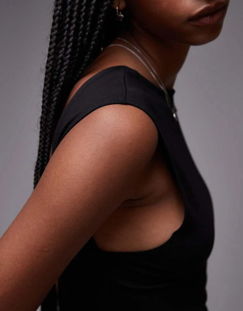 Mango Mango open low back t-shirt in black 4